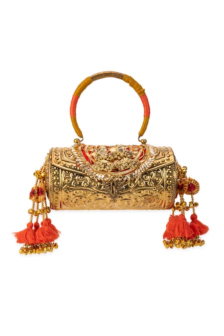 5elements Tanvika Embossed Cylindrical Handbag  