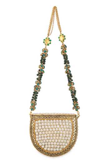 Buy_5elements_Gold Pearls, Beads Divisha Embellished Handbag _Online_at_Aza_Fashions