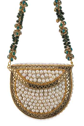 Shop_5elements_Gold Pearls, Beads Divisha Embellished Handbag _Online_at_Aza_Fashions
