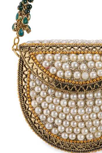 Buy_5elements_Gold Pearls, Beads Divisha Embellished Handbag 