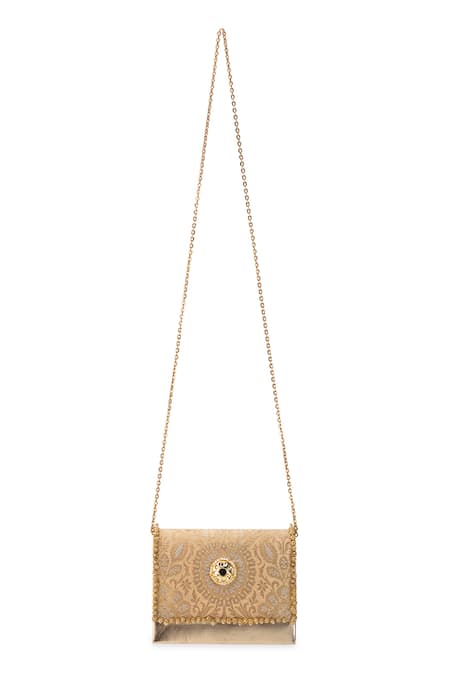 5elements Aarna Brocade Paisley Motif Clutch Bag With Sling 