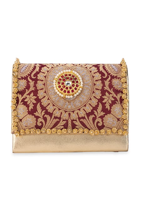 5elements Vanika Brocade Floral Motif Handbag  