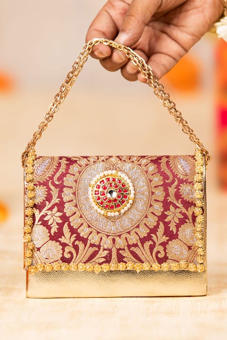 5elements Vanika Brocade Floral Motif Handbag  