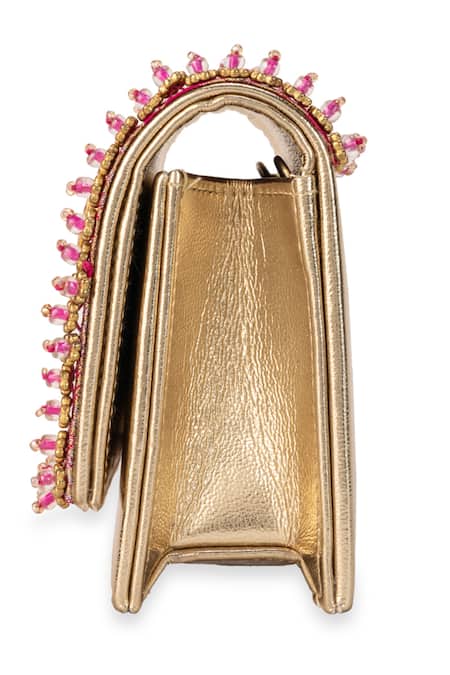 Shop_5elements_Pink Beads, Stones, Pearls Vanika Brocade Bag _Online_at_Aza_Fashions