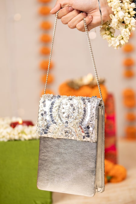 5elements Harshini Sequin & Bead Embroidered Handbag 