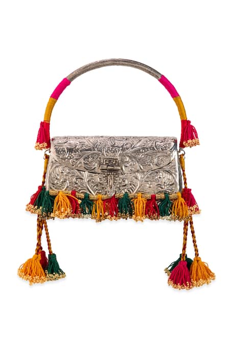 5elements Anvika Embossed Metallic Handbag  