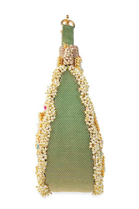 5elements_Gold Beads, Embroidery, Stones Pranika Pearl Embellished Handbag _Online_at_Aza_Fashions