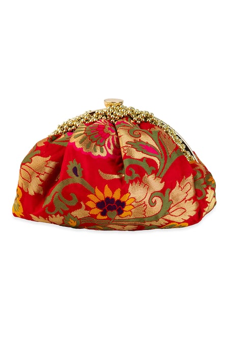 Buy 5elements Red Beads, Embroidery Viami Brocade Floral Motif Potli Online at Aza Fashions Buy_5elements_Red Beads, Embroidery Viami Brocade Floral Motif Potli _Online_at_Aza_Fashions