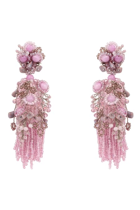 House Of D"Oro Mauve Stone Jhumka Long Earrings