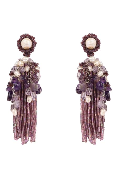 House Of D"Oro Pearl & Beaded Long Earrings 