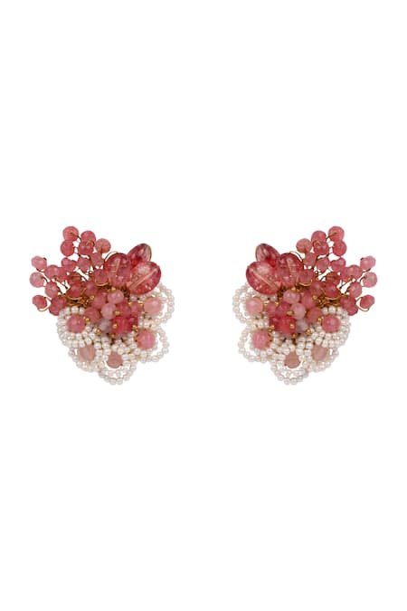 House Of D"Oro Cherry Red Stone Round Earrings 