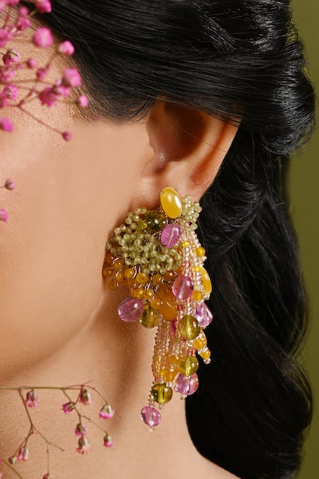 Buy_House Of D"Oro_Multi Color Beads, Stones Colourful Earrings _Online_at_Aza_Fashions