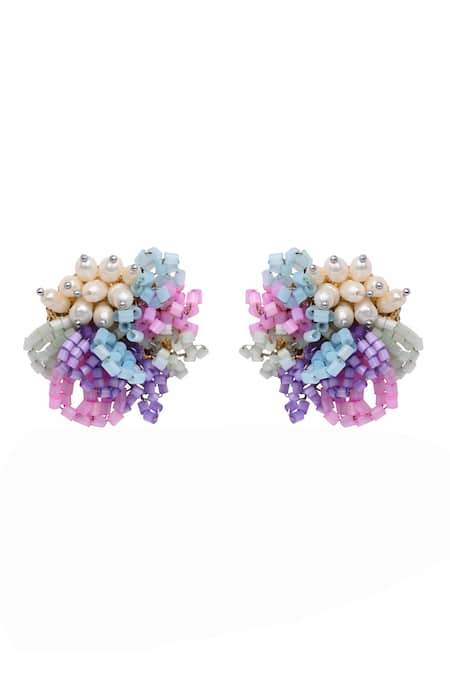 House Of D"Oro Pearl & Flower Round Stud Earrings 