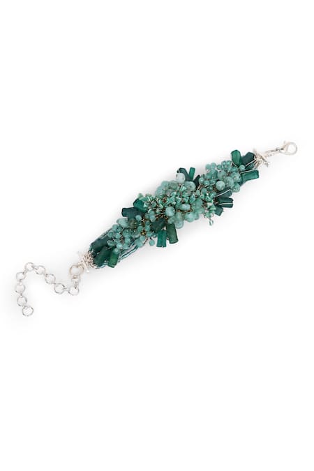 House Of D"Oro Green Stone Embellished Bracelet 