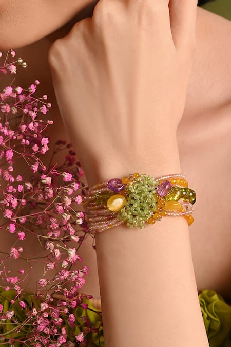 Buy House Of D"Oro Multi Color Beads, Stones Embellished Bracelet Online at Aza Fashions Buy_House Of D"Oro_Multi Color Beads, Stones Embellished Bracelet _Online_at_Aza_Fashions