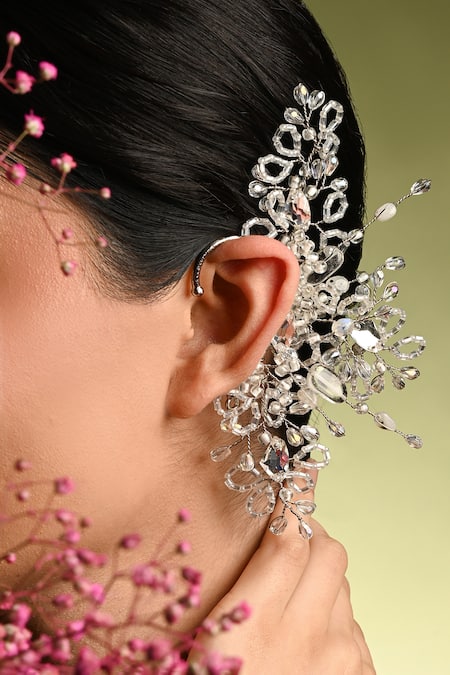 Buy_House Of D"Oro_Silver Plated Crystals, Stones, Beads And Earcuff _Online_at_Aza_Fashions