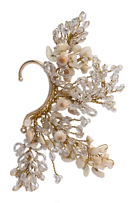 House Of D"Oro Crystal Ivory Shell Earcuff