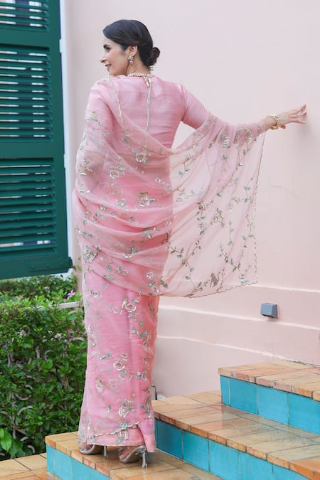 Summer By Priyanka Gupta Jungle Walk Rose Garden Saree With Blouse 