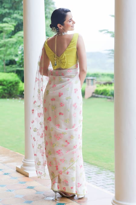 Summer By Priyanka Gupta Shining Rose Embroidered Saree With Blouse 