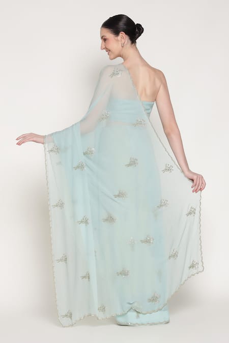 Summer By Priyanka Gupta Girl Bow Embroidered Saree With Blouse 