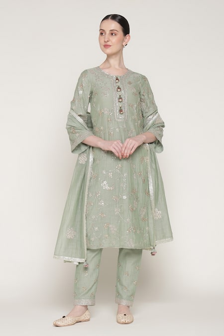 Summer By Priyanka Gupta Vrinda Gota Jaal Work Kurta Set 