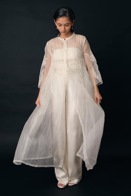 The Right Cut Opaline Organza Pleated Jacket 