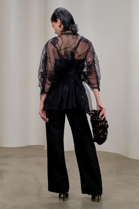 The Right Cut Embroidered Organza Overlay Top 