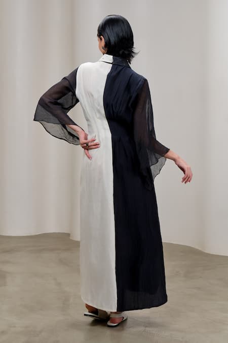 The Right Cut Chanderi Embroidered Bicolor Maxi Dress 