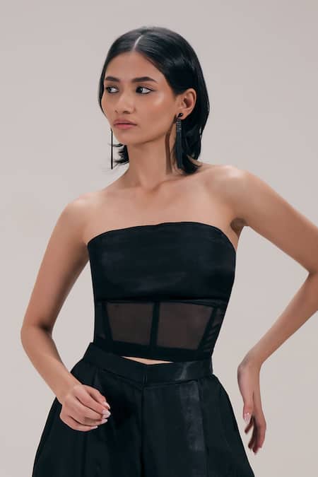 The Right Cut Midline Corset Style Strapless Crop Top 
