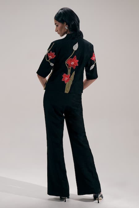 The Right Cut Floral Embroidered Collared Shirt 