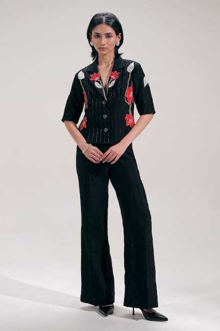 The Right Cut Floral Embroidered Collared Shirt 