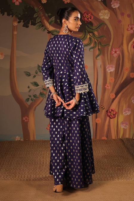 Nero India Brocade Chanderi Angrakha Sharara Set 