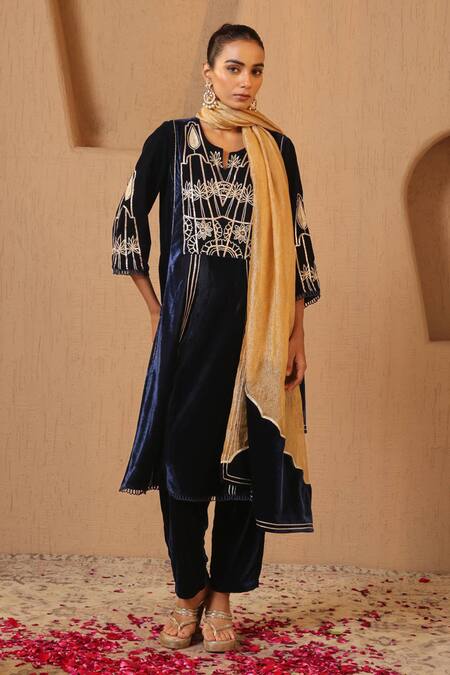 Nero India Crush Tissue Gota Scallop Dupatta 