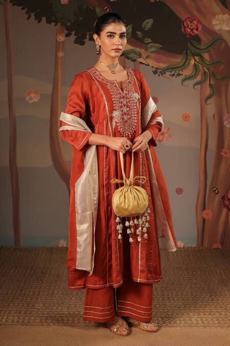 Nero India Chanderi Stripe Organza Dupatta 