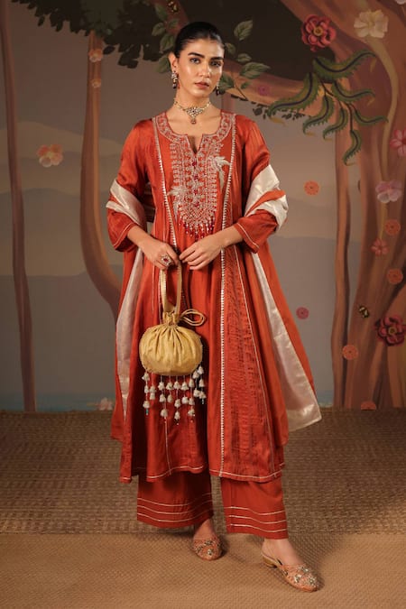 Nero India Chanderi Stripe Organza Dupatta 