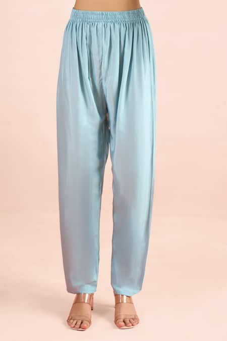 Samyukta Singhania Blue Embroidery, Sequins, Metallic Thread V-neck Yoke Kurta Set Online at Aza Fashions Samyukta Singhania_Blue Embroidery, Sequins, Metallic Thread V-neck Yoke Kurta Set _Online_at_Aza_Fashions