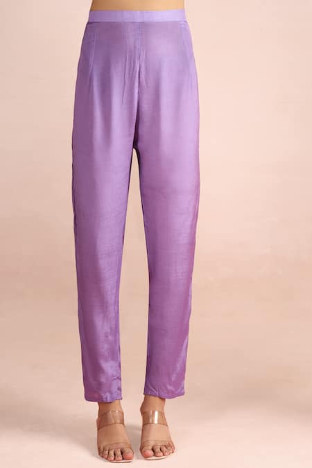 Buy_Samyukta Singhania_Purple Sequins, Embroidery, Tassels V-neck Front Pleated Mul Kurta Set _Online_at_Aza_Fashions