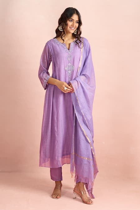 Samyukta Singhania Pintucked Embroidered Straight Kurta Set 