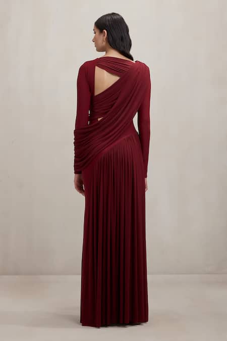 Deme By Gabriella Debra Draped V Neck Maxi Dress 