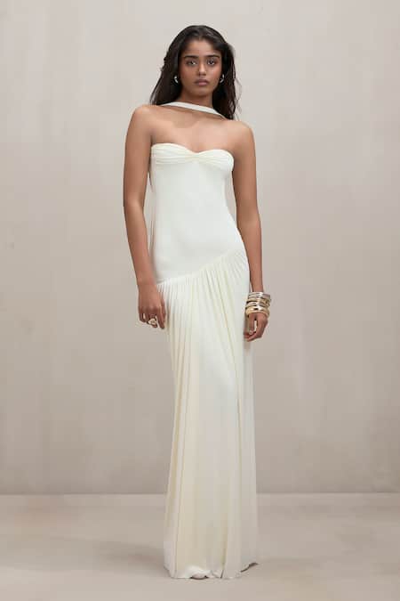 Deme By Gabriella Marcia Malai Strapless Ruched Maxi Dress 
