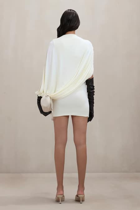 Deme By Gabriella Judith Draped Cowl Neck Mini Dress 