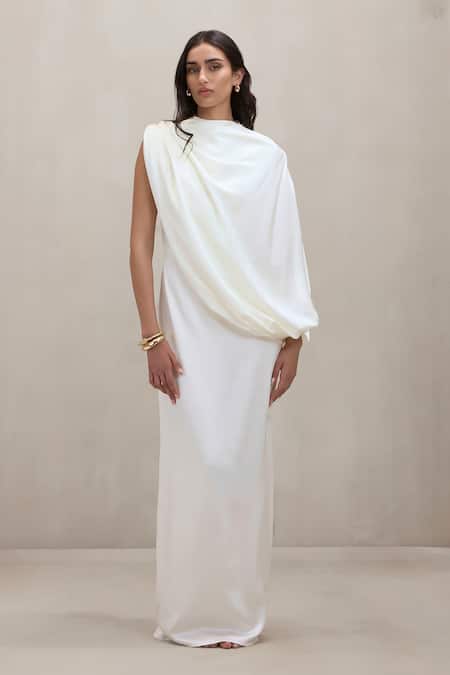 Deme By Gabriella Talia Draped One Shoulder Maxi Dress 