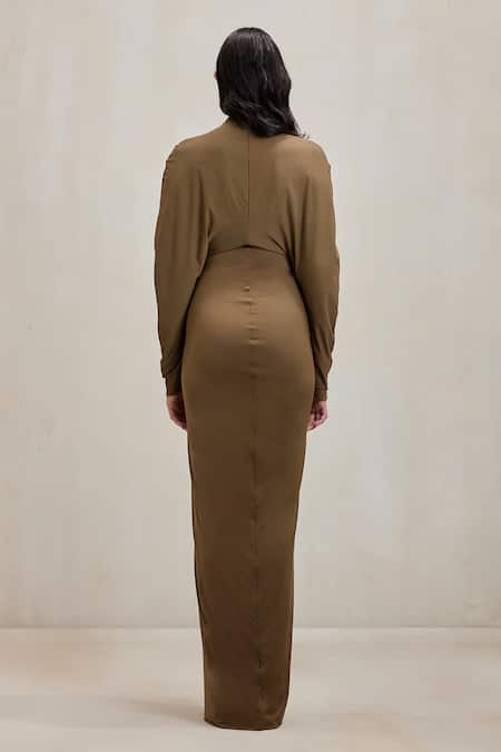 Deme By Gabriella Parker Draped Knot Maxi Dress 