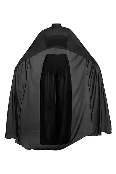 Deme By Gabriella_Black Bandeau , High Rochelle Sheer Cape And Tube Set _Online_at_Aza_Fashions