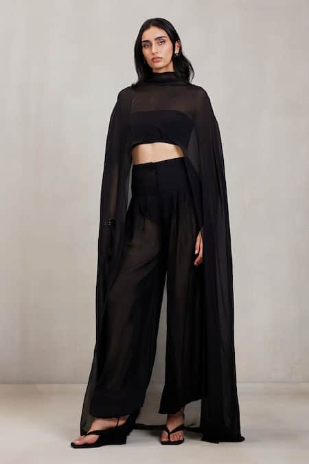 Buy_Deme By Gabriella_Black Bandeau , High Rochelle Sheer Cape And Tube Set 