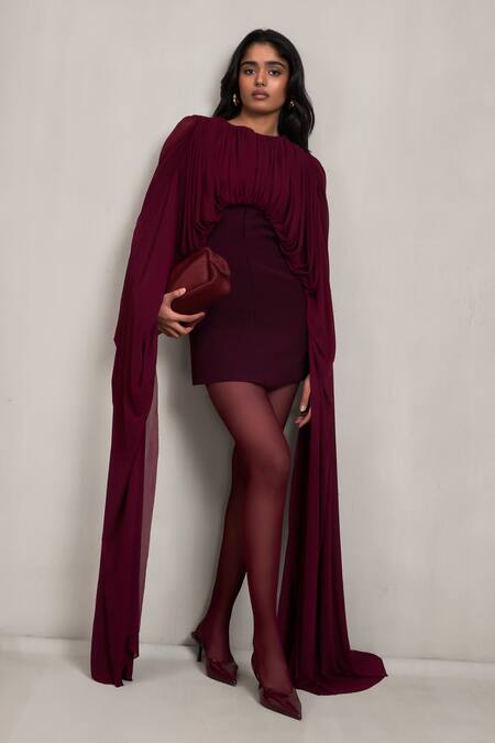 Deme By Gabriella Gina Draped Ferrari Net Short Dress