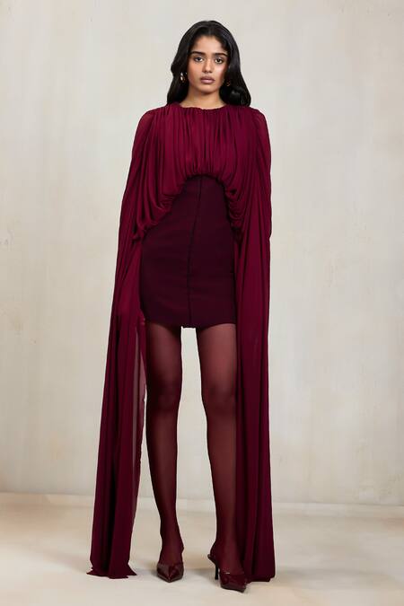 Deme By Gabriella Gina Draped Ferrari Net Short Dress