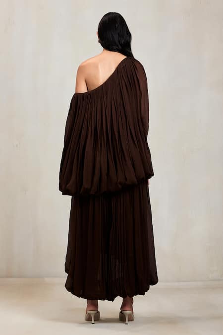 Deme By Gabriella Abigail Draped One Shoulder Top & Bubble Hem Skirt Set