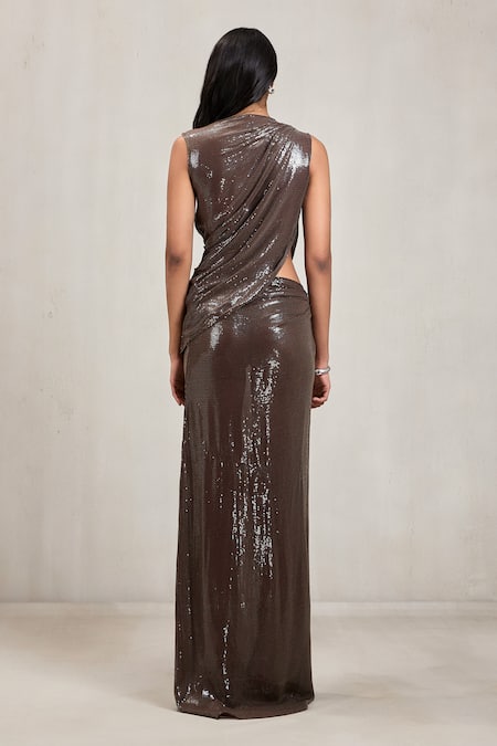 Deme By Gabriella Spencer Sequins Draped Cutout Top & Skirt Set