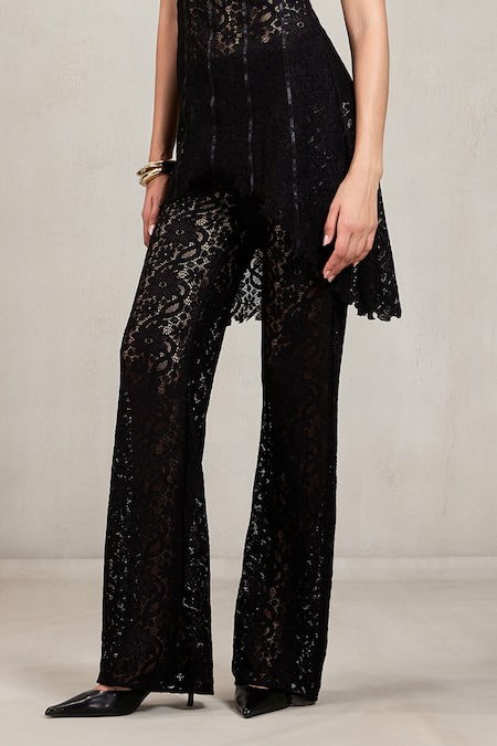 Deme By Gabriella Black Lace Carly Wide Leg Online at Aza Fashions Deme By Gabriella_Black Lace Carly Wide Leg _Online_at_Aza_Fashions